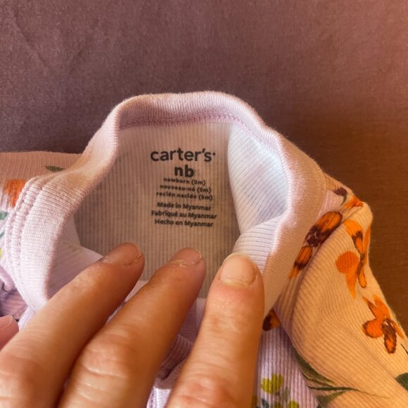 NWT - New Born button Up Purple Floral Carte's Footed Pajamas - Picture 4 of 4